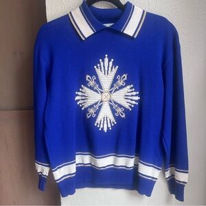 Vtg St John Collection Marie Gray Knit Star Sweater 80s 90s USA Size Small